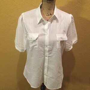 Ire sheer white, short sleeve blouse, XXL, like new | offer in description